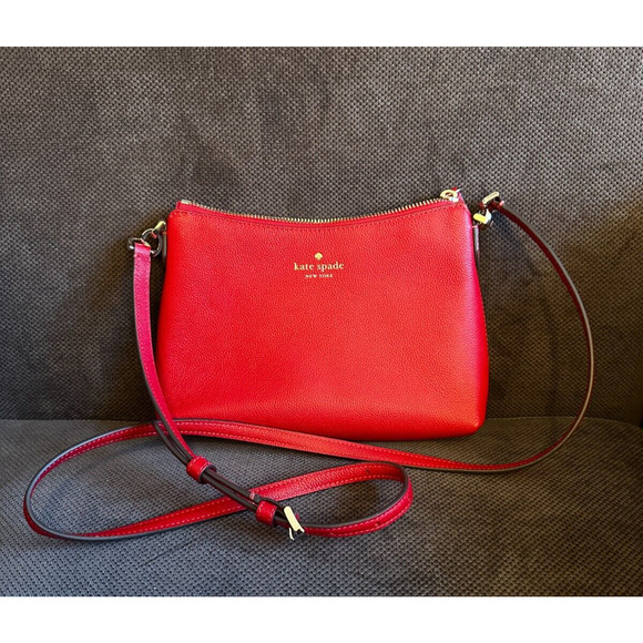 Kate Spade Bailey Leather Crossbody Candied Cherry Red Excellent Condition - Picture 1 of 7